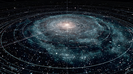 Satellite and signal transmission background with radar and orbit visuals. Great for aerospace,...
