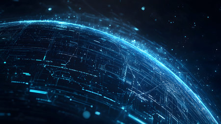 Satellite and signal transmission background with radar and orbit visuals. Great for aerospace,...