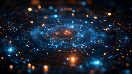 Satellite and signal transmission background with radar and orbit visuals. Great for aerospace,...