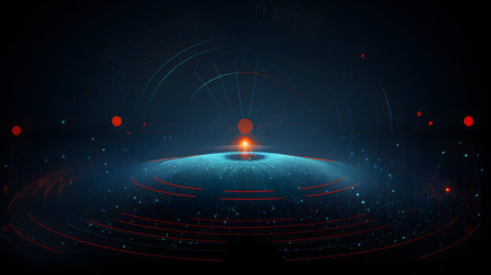 Satellite and signal transmission background with radar and orbit visuals. Great for aerospace,...