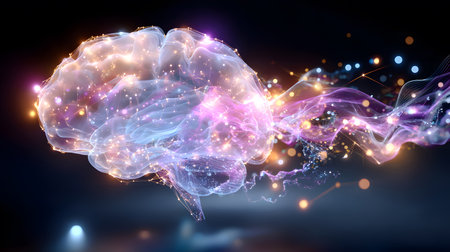 AI brainwave background with neural links and wave motion. Perfect for AI, machine learning, and futuristic concepts.の写真素材