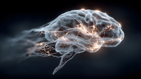 AI brainwave background with neural links and wave motion. Perfect for AI, machine learning, and futuristic concepts.の写真素材