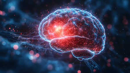 AI brainwave background with neural links and wave motion. Perfect for AI, machine learning, and futuristic concepts.の写真素材