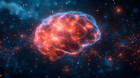 AI brainwave background with neural links and wave motion. Perfect for AI, machine learning, and futuristic concepts.の写真素材