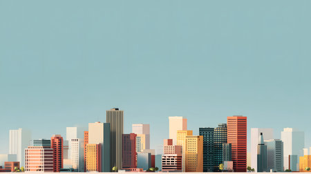 Minimal modern cityscape background with clean lines and geometric shapes. Ideal for architecture themes and presentation use.の写真素材