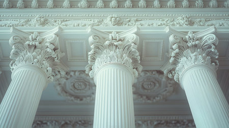 Classical architecture elements with decorative columns. Ideal for luxury, history, or architectural...