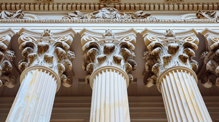 Classical architecture elements with decorative columns. Ideal for luxury, history, or architectural...