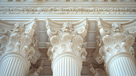 Classical architecture elements with decorative columns. Ideal for luxury, history, or architectural...