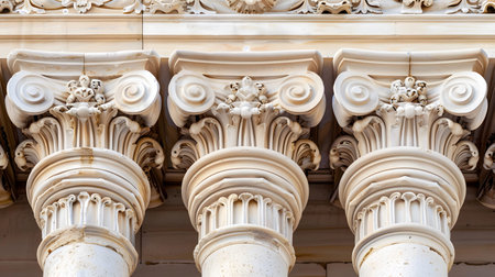 Classical architecture elements with decorative columns. Ideal for luxury, history, or architectural...