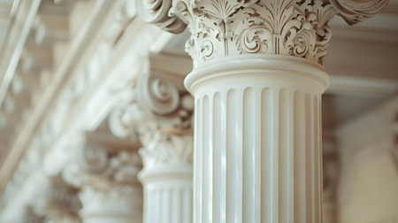 Classical architecture elements with decorative columns. Ideal for luxury, history, or architectural...