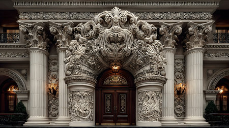 Classical architecture elements with decorative columns. Ideal for luxury, history, or architectural...