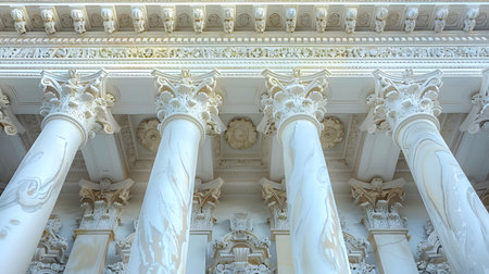 Classical architecture elements with decorative columns. Ideal for luxury, history, or architectural...