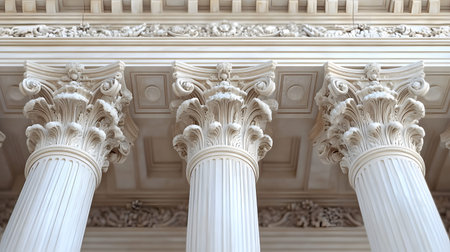 Classical architecture elements with decorative columns. Ideal for luxury, history, or architectural...