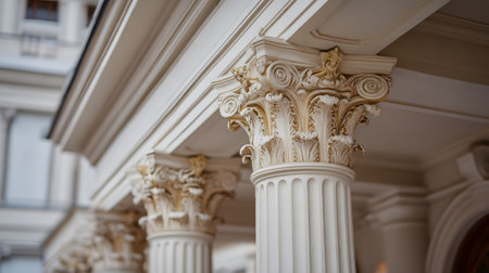 Classical architecture elements with decorative columns. Ideal for luxury, history, or architectural...