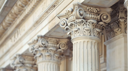 Classical architecture elements with decorative columns. Ideal for luxury, history, or architectural...
