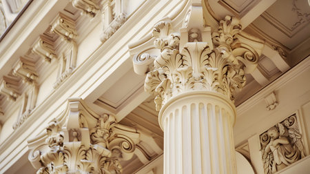 Classical architecture elements with decorative columns. Ideal for luxury, history, or architectural...