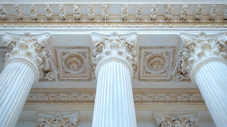Classical architecture elements with decorative columns. Ideal for luxury, history, or architectural...