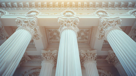 Classical architecture elements with decorative columns. Ideal for luxury, history, or architectural...