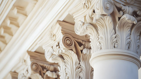 Classical architecture elements with decorative columns. Ideal for luxury, history, or architectural...