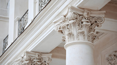 Classical architecture elements with decorative columns. Ideal for luxury, history, or architectural...