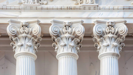 Classical architecture elements with decorative columns. Ideal for luxury, history, or architectural...