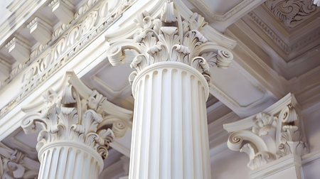 Classical architecture elements with decorative columns. Ideal for luxury, history, or architectural...