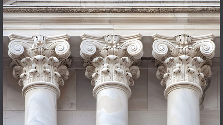 Classical architecture elements with decorative columns. Ideal for luxury, history, or architectural...