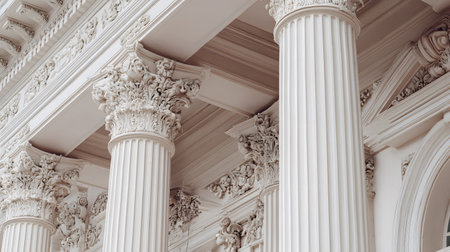 Classical architecture elements with decorative columns. Ideal for luxury, history, or architectural...