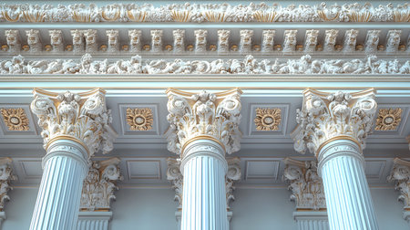 Classical architecture elements with decorative columns. Ideal for luxury, history, or architectural...
