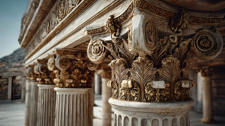 Classical architecture elements with decorative columns. Ideal for luxury, history, or architectural...
