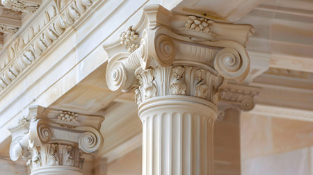 Classical architecture elements with decorative columns. Ideal for luxury, history, or architectural...