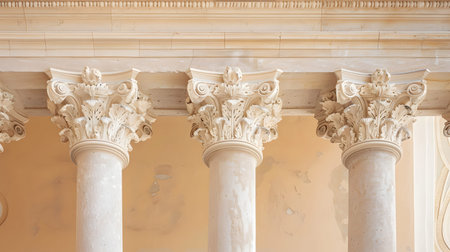 Classical architecture elements with decorative columns. Ideal for luxury, history, or architectural...
