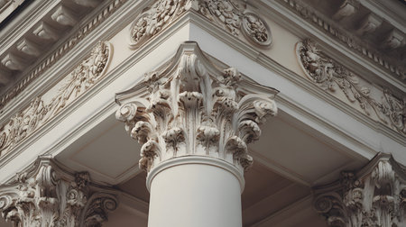 Classical architecture elements with decorative columns. Ideal for luxury, history, or architectural...