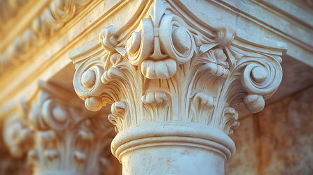 Classical architecture elements with decorative columns. Ideal for luxury, history, or architectural presentation themes.の写真素材