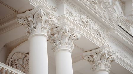 Classical architecture elements with decorative columns. Ideal for luxury, history, or architectural...