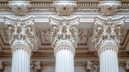 Classical architecture elements with decorative columns. Ideal for luxury, history, or architectural...
