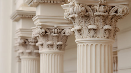 Classical architecture elements with decorative columns. Ideal for luxury, history, or architectural...