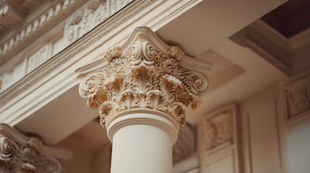 Classical architecture elements with decorative columns. Ideal for luxury, history, or architectural...