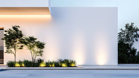 Minimalist residential architecture with modern style and natural light. Great for design portfolios, background scenes, and real estate use.の写真素材