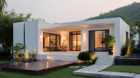 Minimalist residential architecture with modern style and natural light. Great for design...