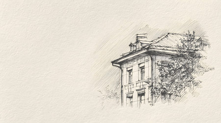 architectural sketch background with pencil-style drawing. Ideal for concept presentations, portfolios, or design storytelling.の写真素材