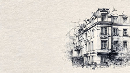 architectural sketch background with pencil-style drawing. Ideal for concept presentations, portfolios, or design storytelling.の写真素材