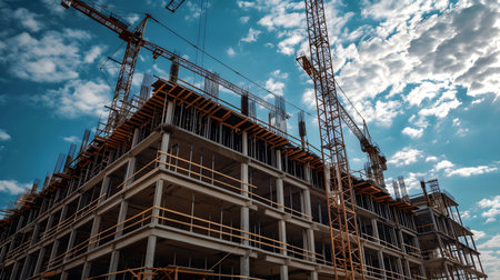 Active construction site background showing buildings in progress. Great for real estate,...