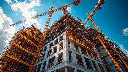 Active construction site background showing buildings in progress. Great for real estate,...