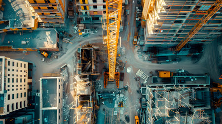 Active construction site background showing buildings in progress. Great for real estate,...