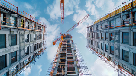 Active construction site background showing buildings in progress. Great for real estate,...
