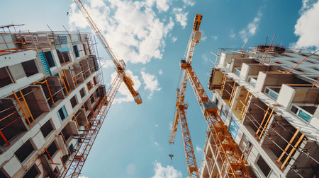 Active construction site background showing buildings in progress. Great for real estate,...