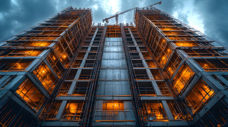 Active construction site background showing buildings in progress. Great for real estate,...