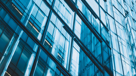 Modern glass facade of a corporate building. Ideal for professional architecture themes, business...