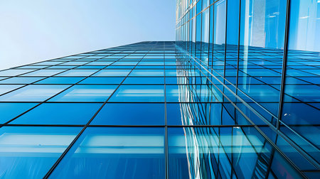Modern glass facade of a corporate building. Ideal for professional architecture themes, business...